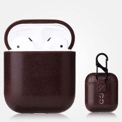 Airpod (2 / 1) PU Leather Cover Skin for Airpod Charging Case (Brown)